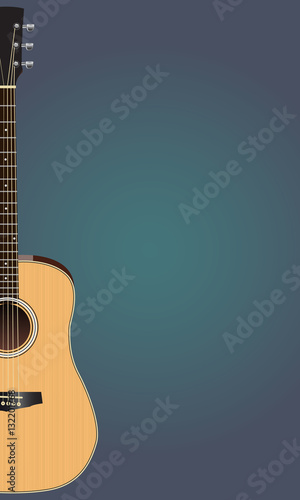 Concert show poster with acoustic guitar vector illustration.