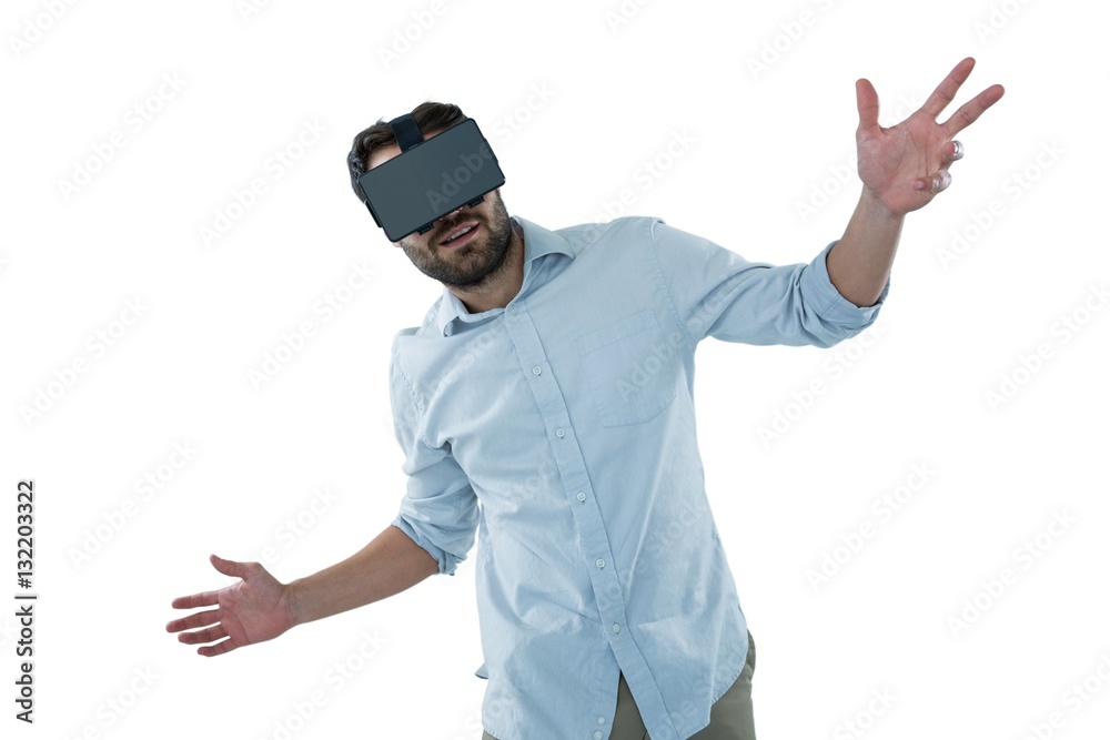 Man using virtual reality headset Man using virtual reality headset