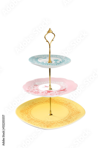 tray or three tier serving tray on a background.