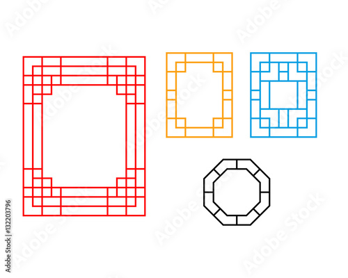Rectangle Chinese window with pattern, vector