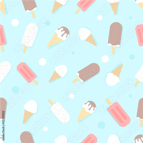 Ice cream vector seamless pattern