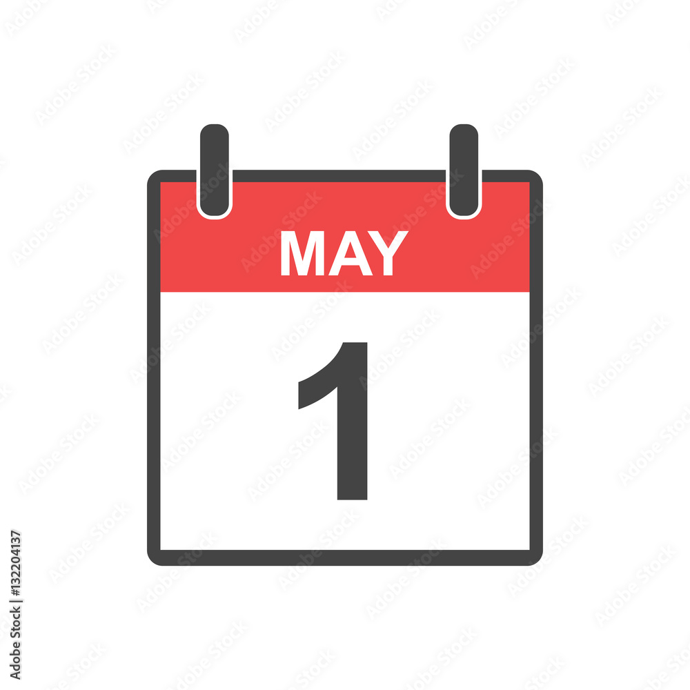 May 1 calendar icon. Labour day, Vector illustration in flat style. May 1 calendar icon. Labour day, Vector illustration in flat style.