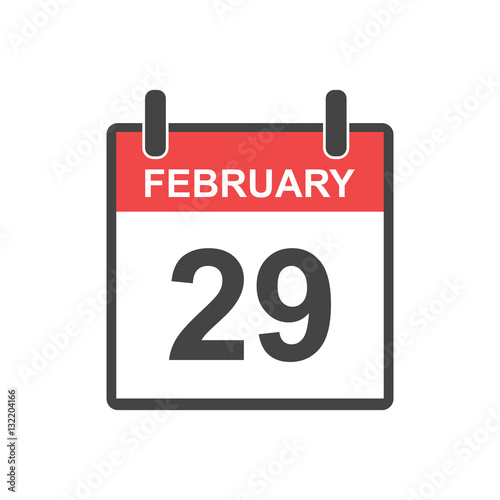 February 29 calendar icon. Leap Day, Vector illustration in flat style.