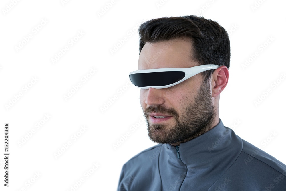 Man using virtual reality glasses Man using virtual reality glasses