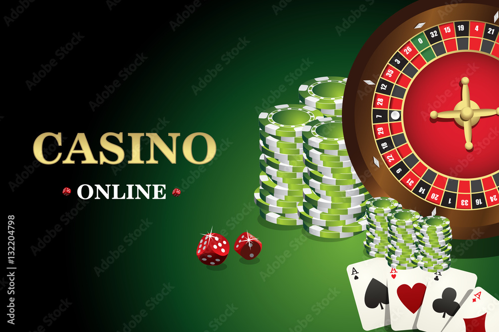 Premium Vector  Online casino gambling with roulette and poker