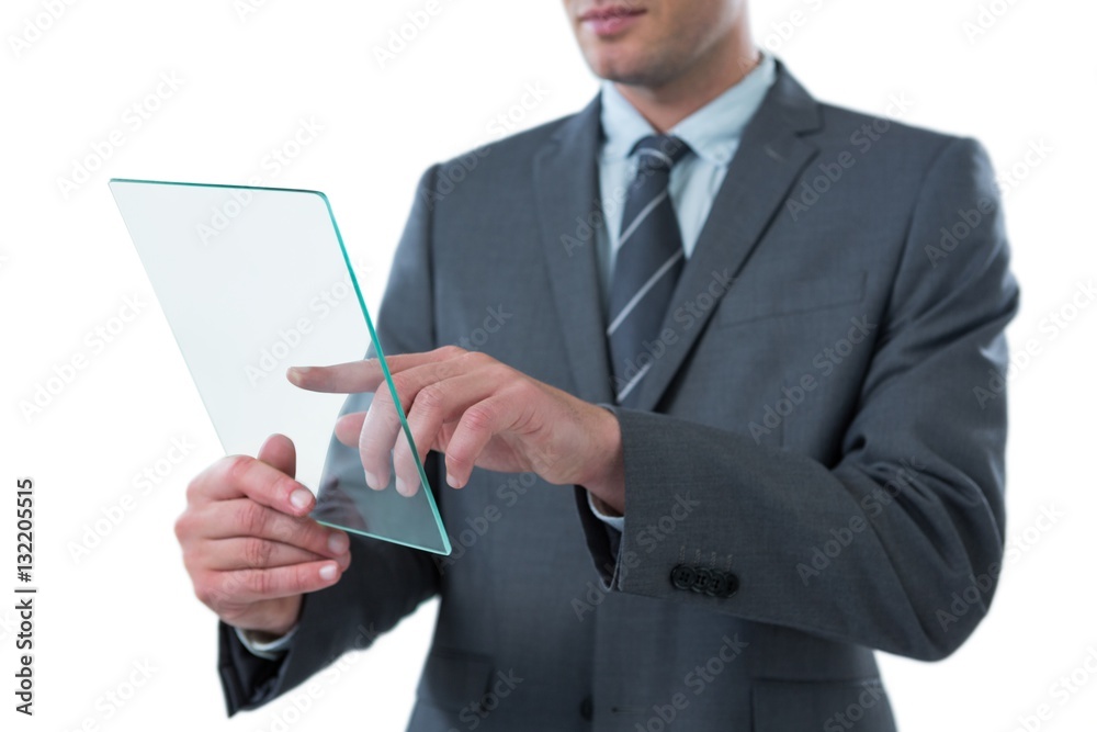 Businessman using futuristic digital tablet Businessman using futuristic digital tablet