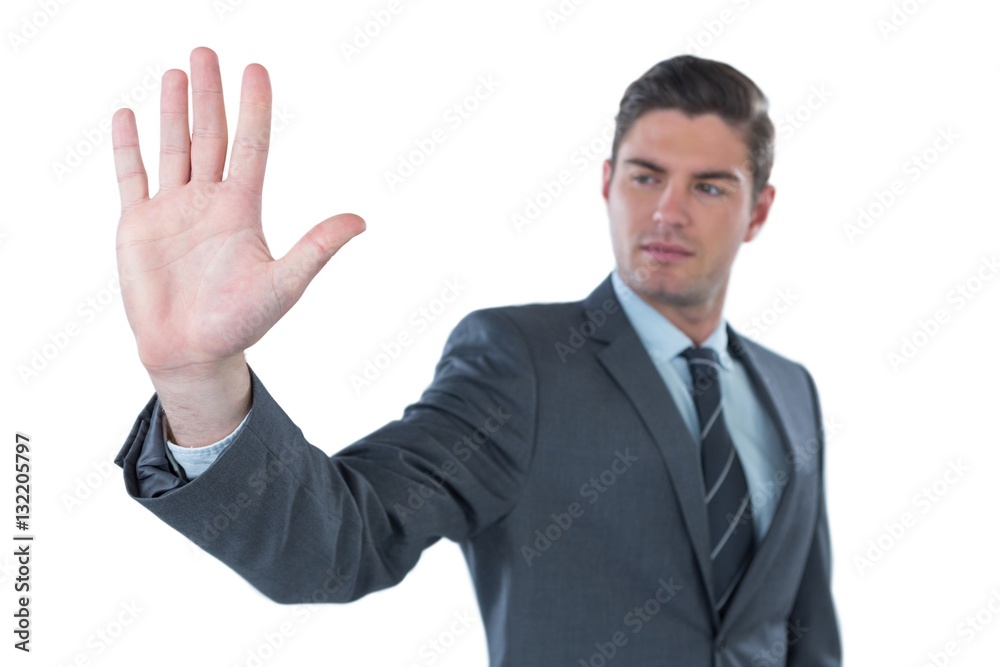 Businessman using futuristic digital screen Businessman using futuristic digital screen