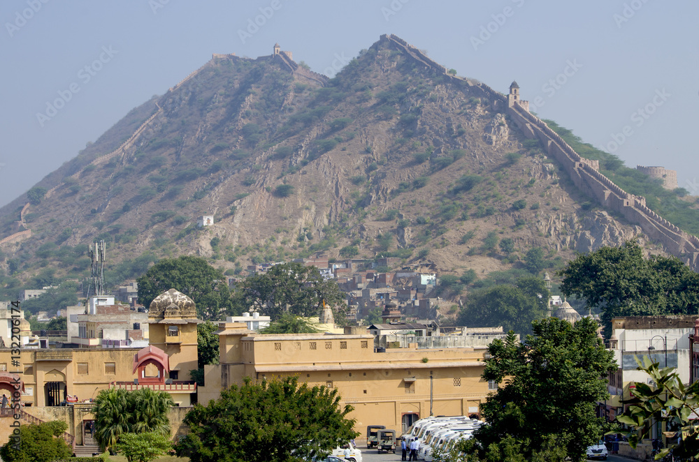 Vicinity landscape around Amber's fort India Jaipur
