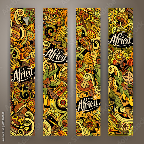 Cartoon cute vector doodles Africa banners