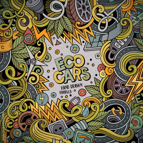 Cartoon doodles electric cars frame design