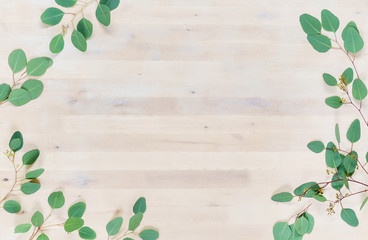 wooden board with leaves