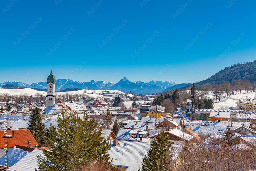 view of church in allgau village