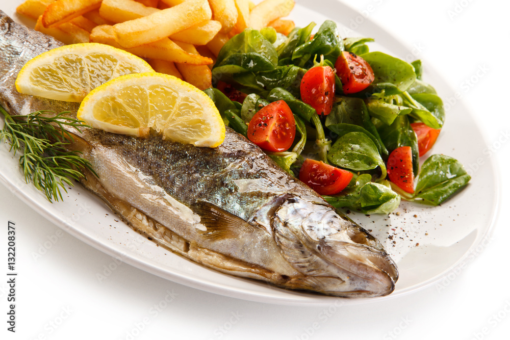 Fish dish - roasted trout with vegetables Fish dish - roasted trout with vegetables