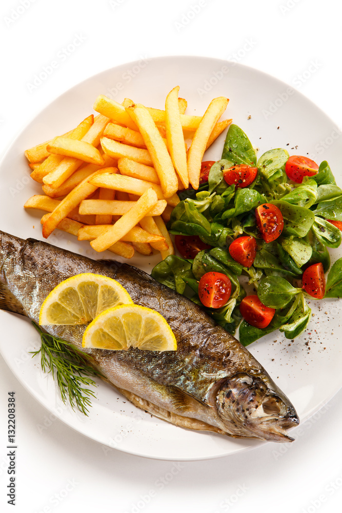 Fish dish - roasted trout with vegetables Fish dish - roasted trout with vegetables