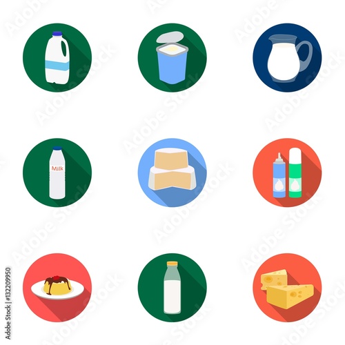 Milk product and sweet set icons in flat style. Big collection of milk product and sweet vector symbol stock illustration