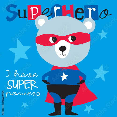 superhero teddy bear animal vector illustration