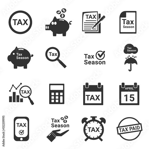 tax season icon silhouette vector set