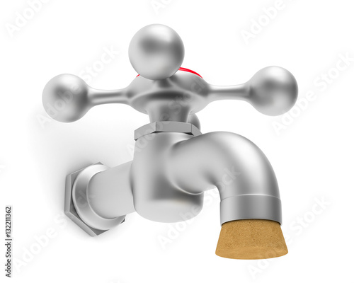 faucet on white background. Isolated 3D image