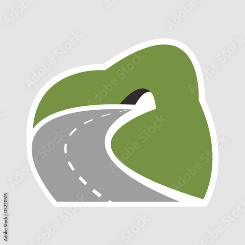 Winding mountain highway leading to a road tunnel icon