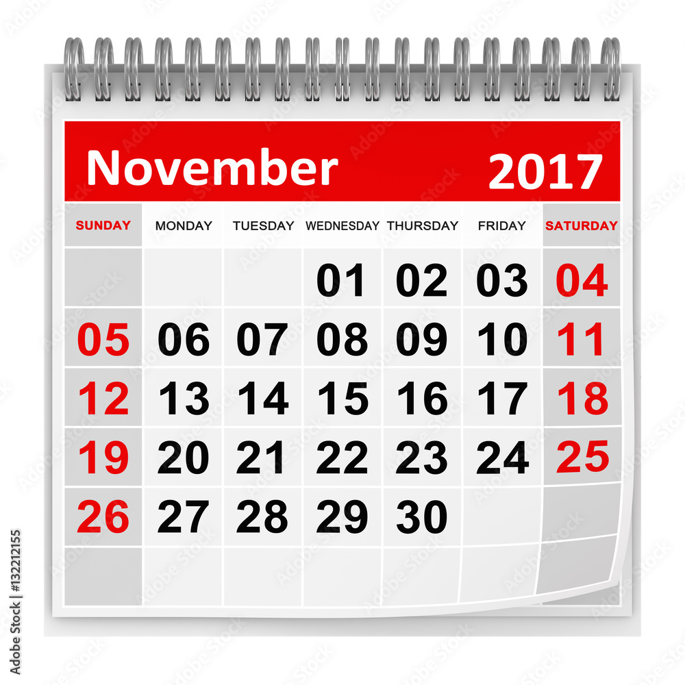 Ilustrace „Calendar - November 2017“ ze služby Stock | Adobe Stock