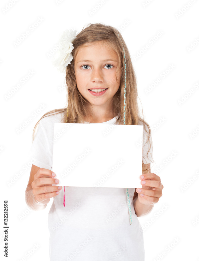 girl holding a card, banner girl holding a card, banner