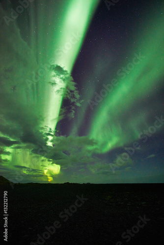 Beautiful aurora dancing over Snaefellsnes National Park-Iceland, image noise due high ISO