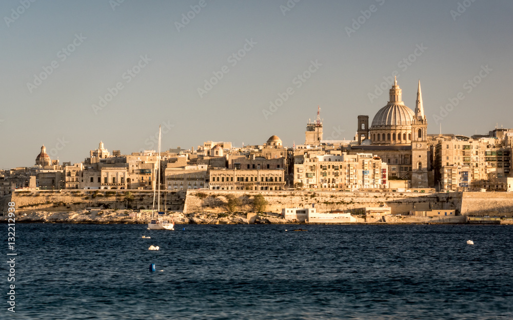 Valletta, Malta. A view of the city skyline of the Maltese capital city, Valletta,