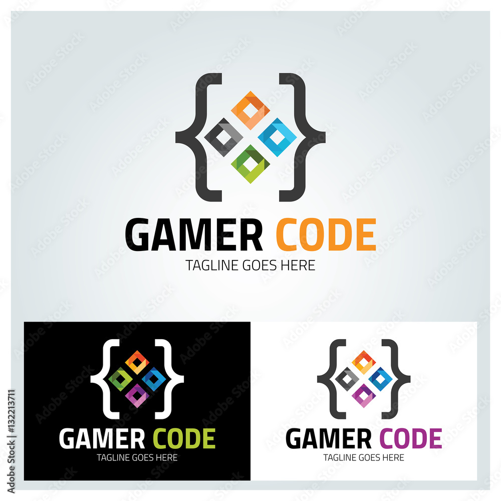 Gamer code logo design template ,Vector illustration