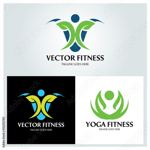 Vector fitness logo design template ,Yoga fitness logo design concept ,Vector illustration