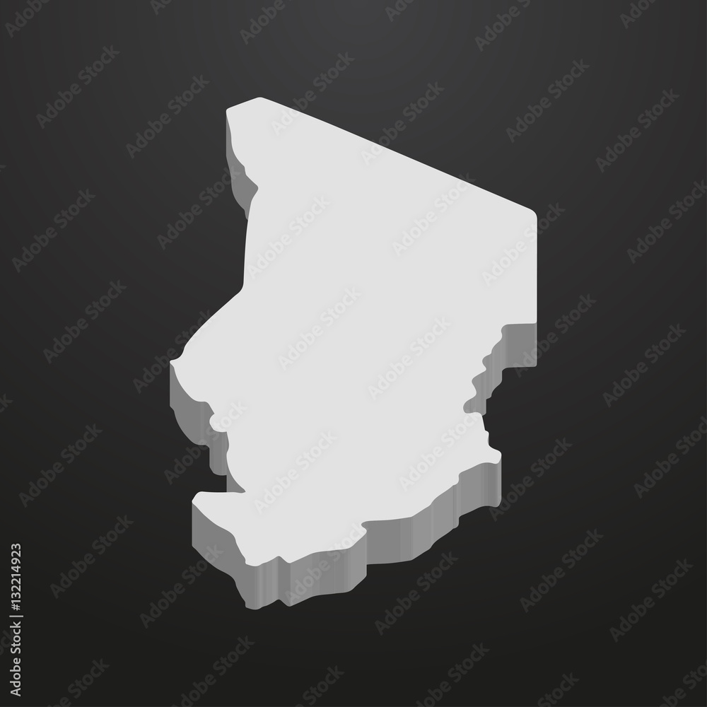 Chad map in gray on a black background 3d Chad map in gray on a black background 3d