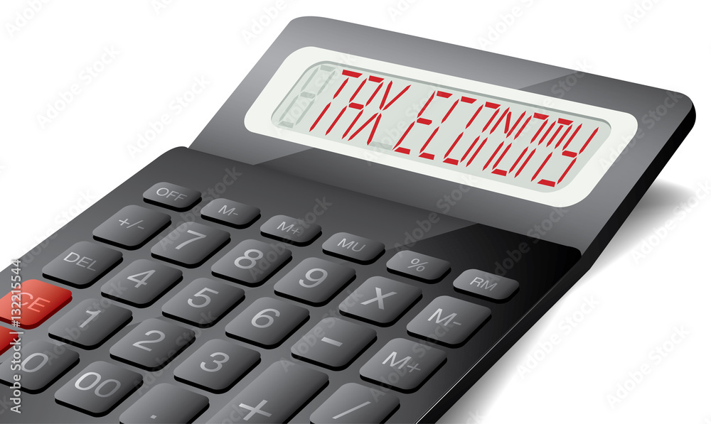 Tax Economy concept on 3d calculator, vector illustration Tax Economy concept on 3d calculator, vector illustration