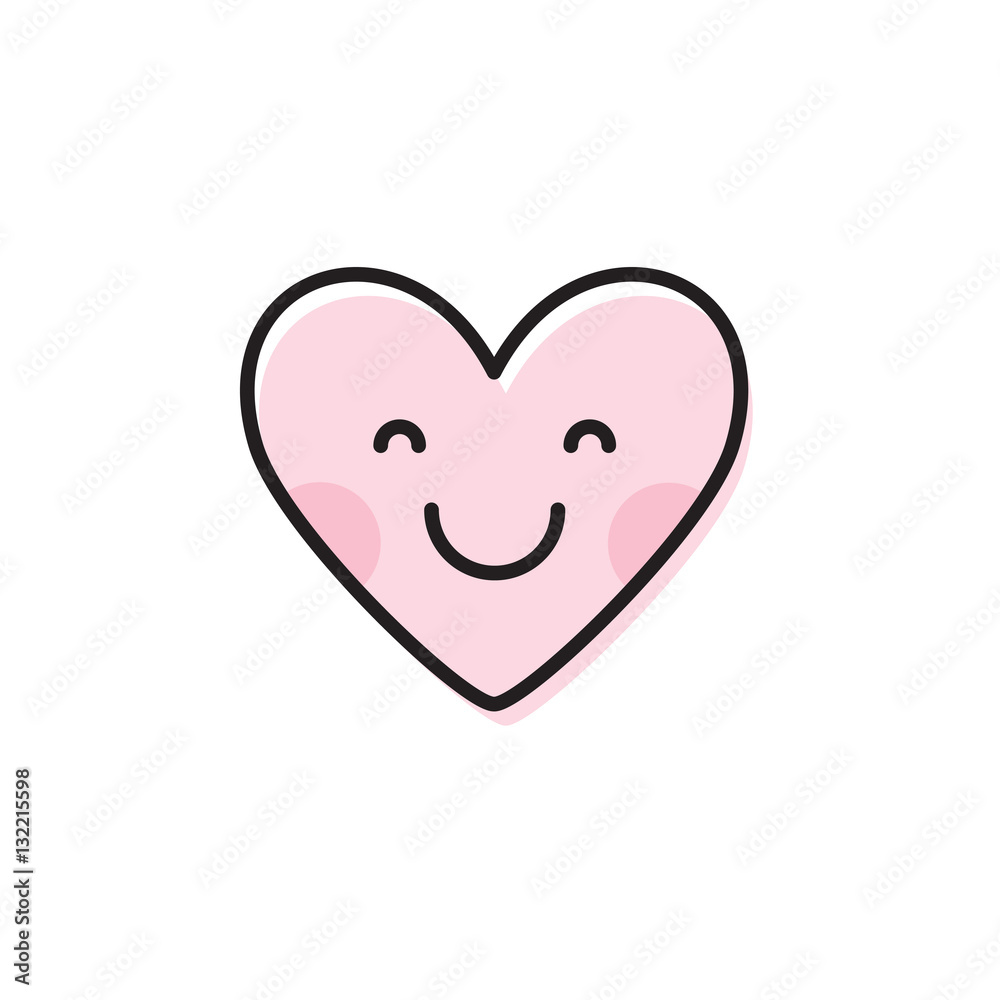 Cute heart emoji. Smiling face icon. Smiley Stock Vector | Adobe Stock