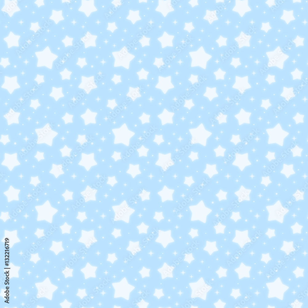 ファンシーでかわいい 星とキラキラの幻想的なパステルカラーシームレスパターン 水色 Stock Illustration Adobe Stock