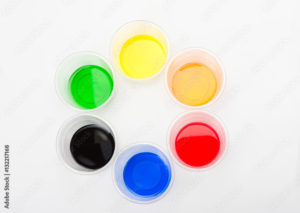 Colored paint pattern on white background Colored paint pattern on white background