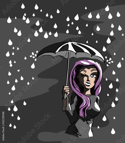 Wandelen in de regen in het donker
