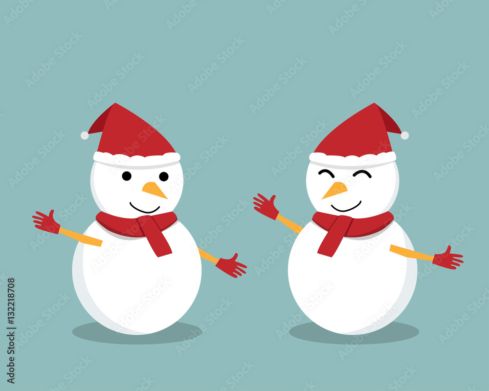 Isolated Happy Snowman for presentation, vector