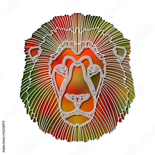 Bright colorful lion portrait, zodiac Leo sign