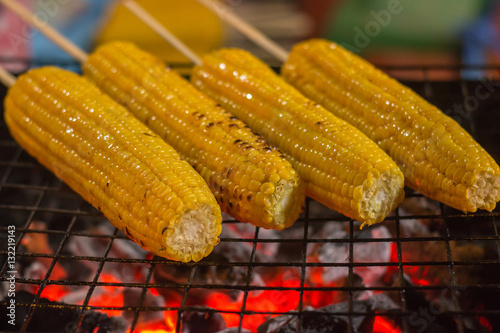 Grilled corn, Thai street food.