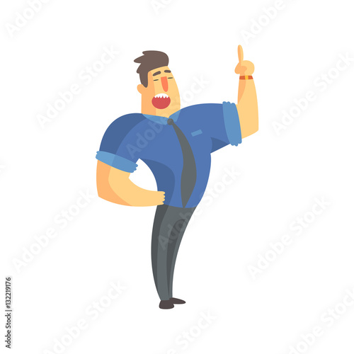 Businessman Top Manager In A Short Sleeve Shirt Lecturing, Office Job Situation Illustration