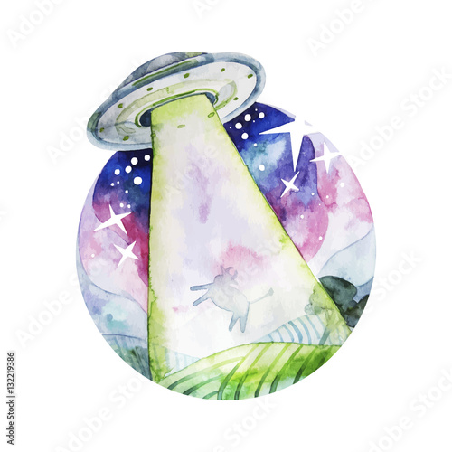 UFO abducting a cow from the fields