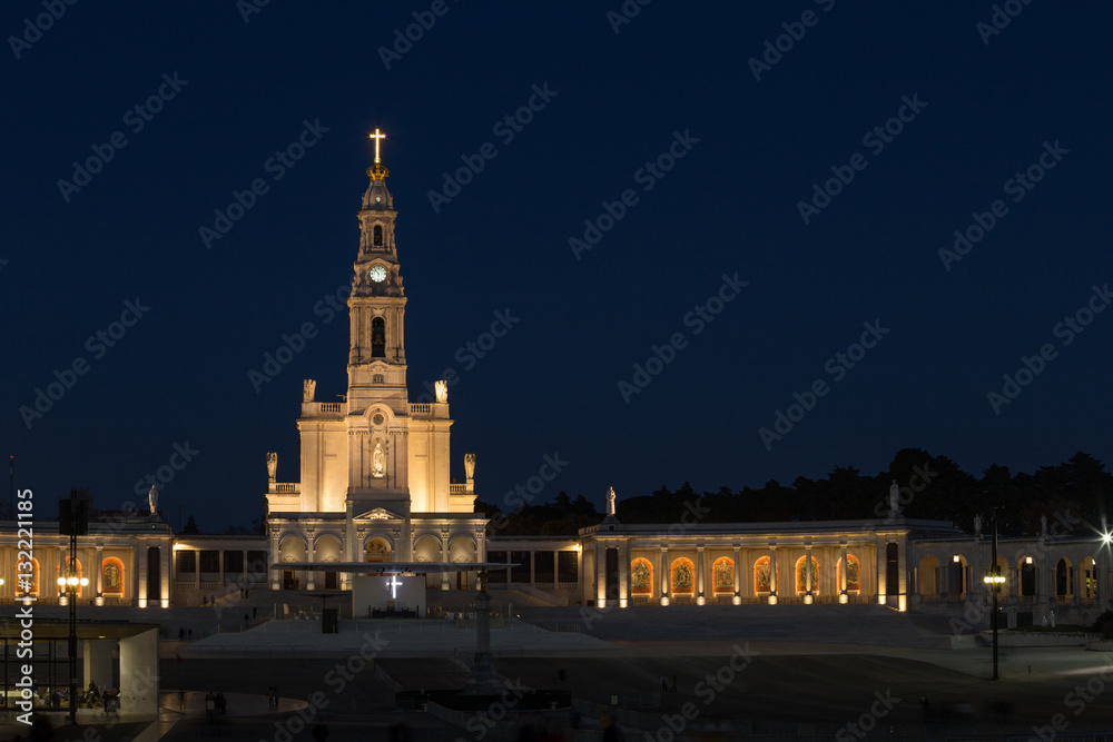 Naklejka premium Fatima Sanctuary at Night, Portugal, left side 