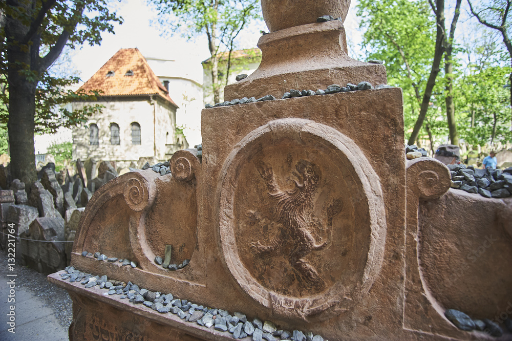  Tombstone of Judah Loew ben Bezalel  on Old Jewish Cemetery in the Jewish Quarter in Prague.