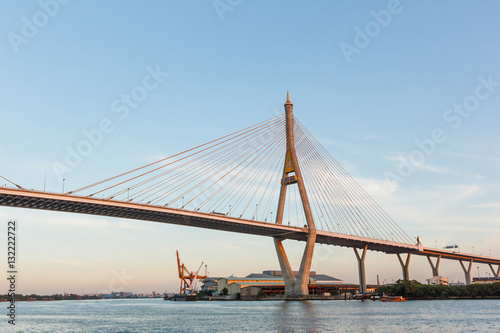 Bhumibol bridge above Chao praya river.