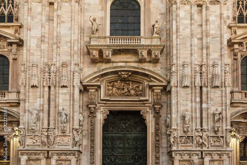 Entrance of Milan Duomo.