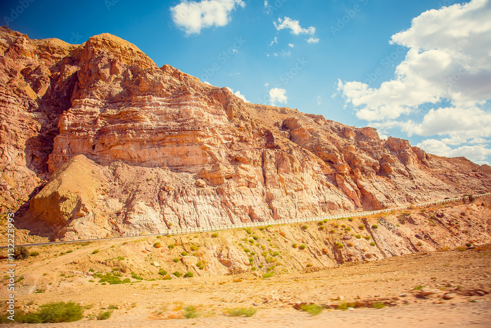 beautiful view of the desert in the Wadi Rum in Jordan beautiful view of the desert in the Wadi Rum in Jordan