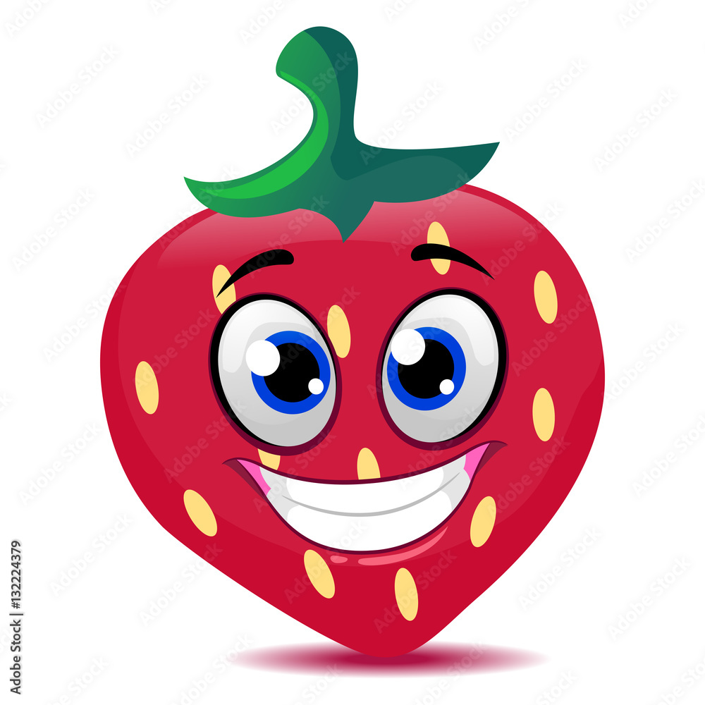 Obraz premium Vector Illustration of Happy Strawberry Mascot