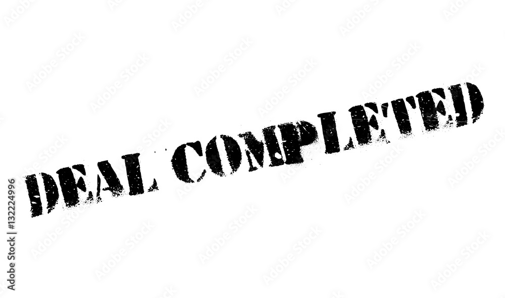 Deal Completed rubber stamp. Grunge design with dust scratches. Effects can be easily removed for a clean, crisp look. Color is easily changed.