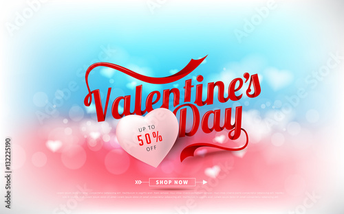 Valentines day sale background with Heart Shaped Balloons. Vector illustration.Wallpaper.flyers, invitation, posters, brochure, banners.
