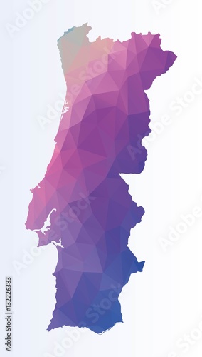 Obraz na plátne Polygonal map of Portugalia