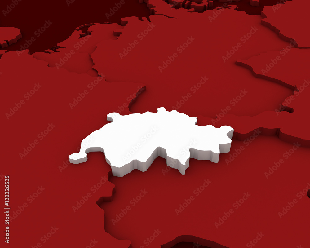 Fototapeta premium switzerland map 3D illustration